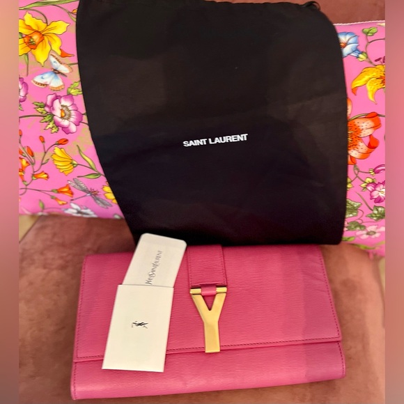 GUC Saint Laurent Pink Clutch Bag with DustBag - Picture 6 of 10